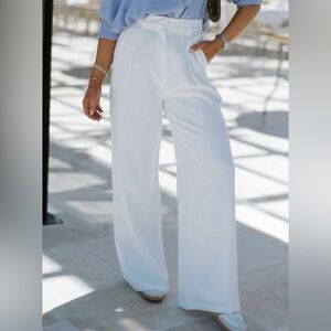 White wide leg dress pants